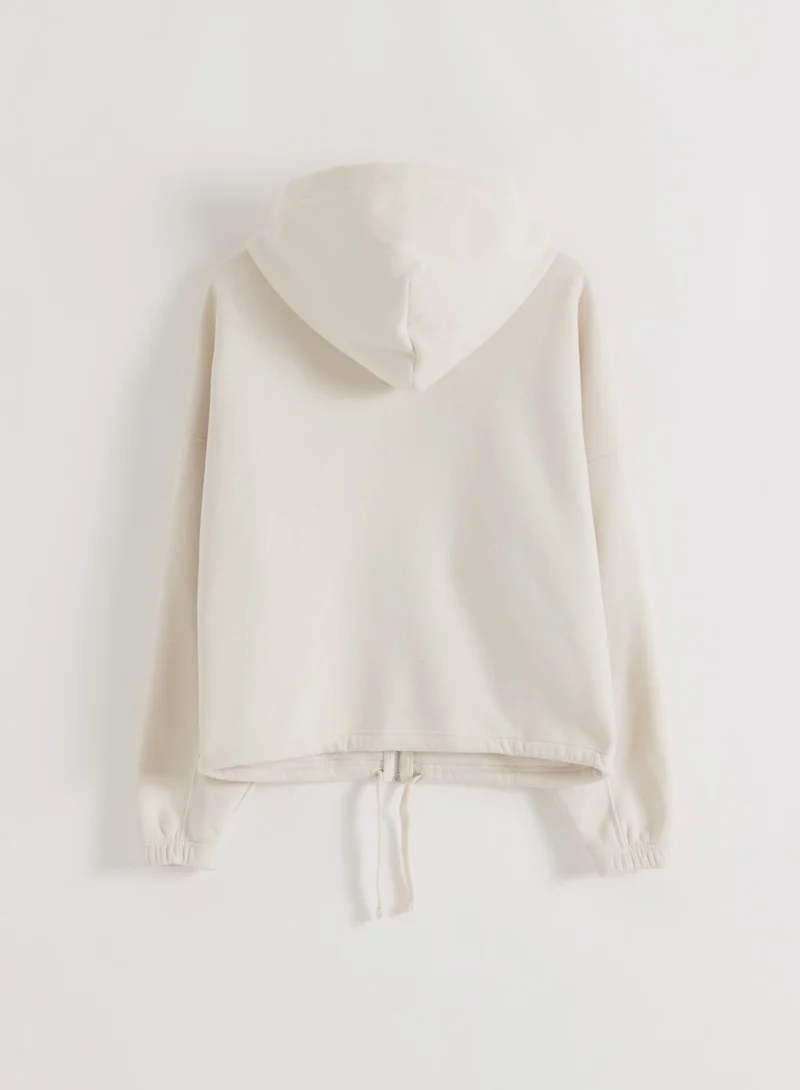 Cream Varsity Sweat Zip Hood