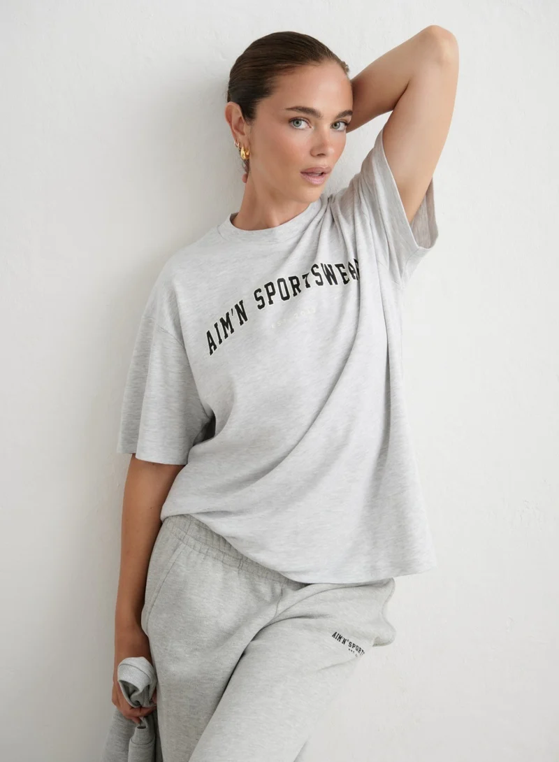 Light Grey Melange Varsity Boyfriend T-shirt