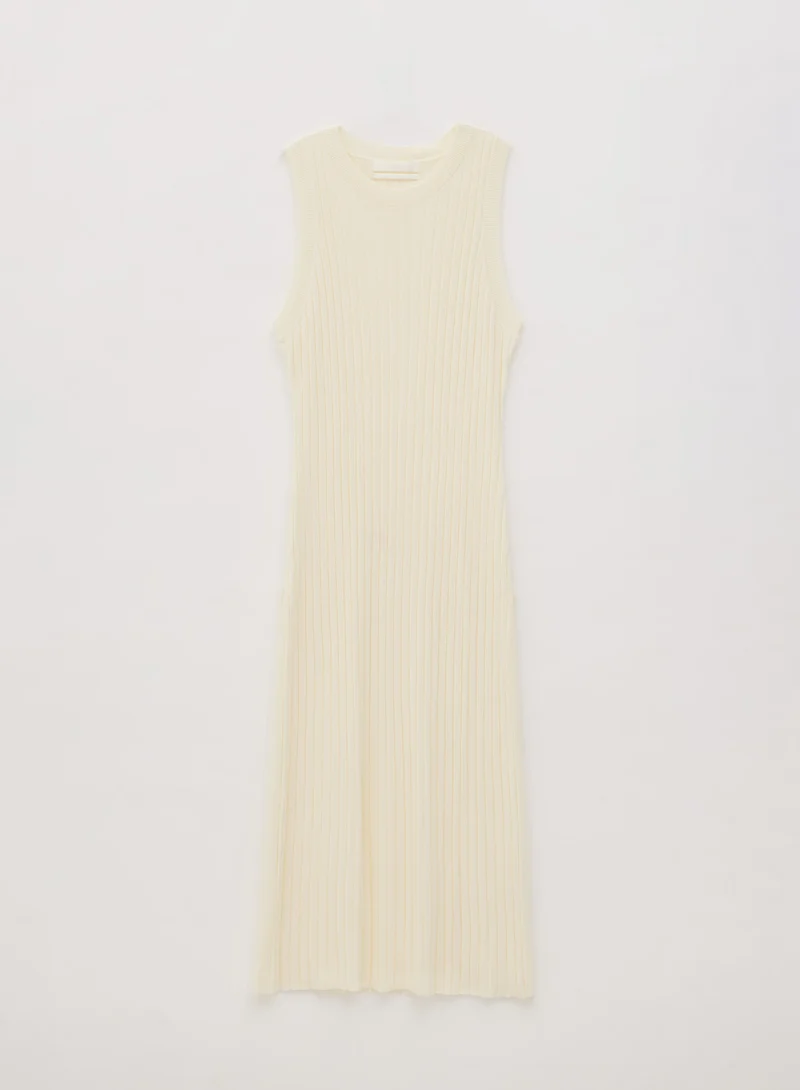 Off White Sleeveless Knit Dress