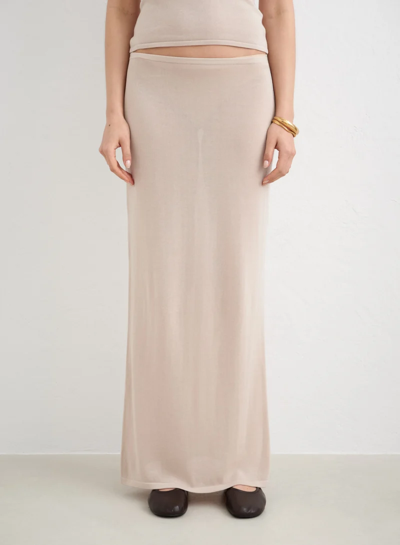 Sand Silk Knit Maxi Skirt