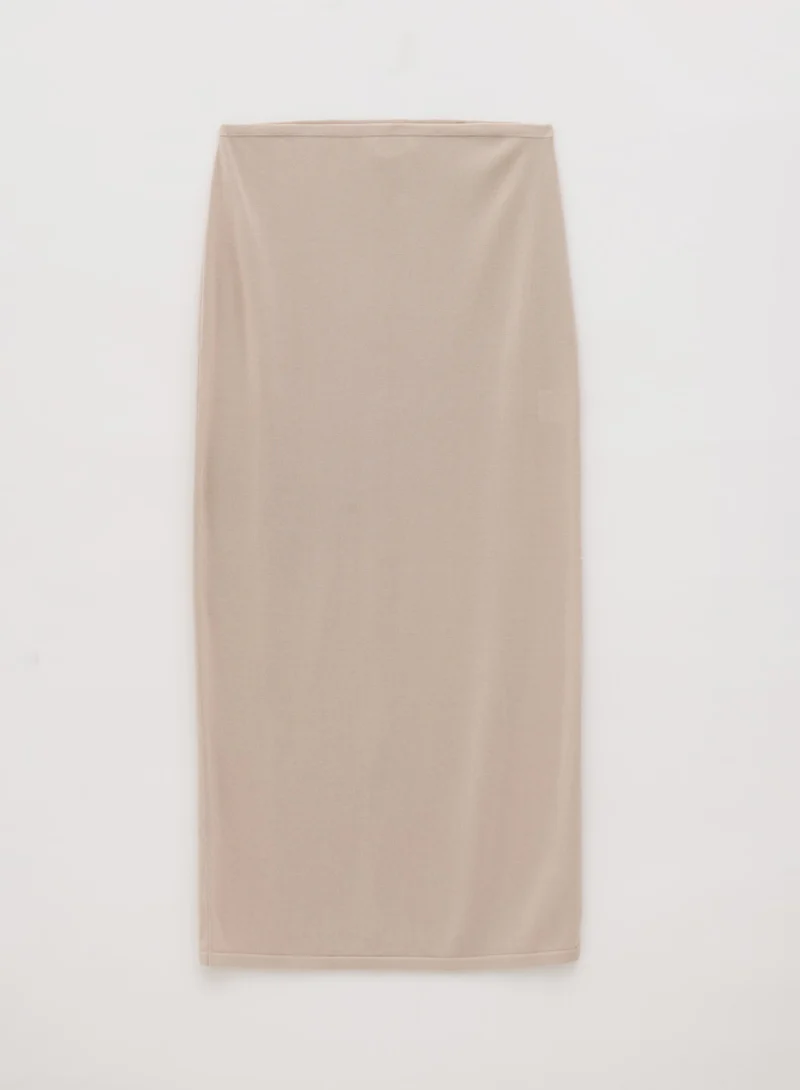 Sand Silk Knit Maxi Skirt