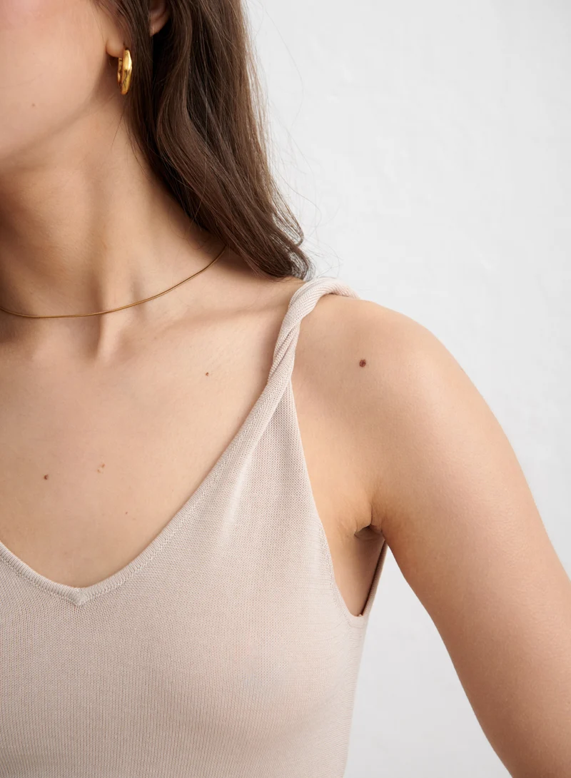 Sand Silk Knit Singlet