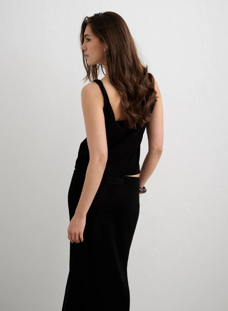 Black Silk Knit Singlet