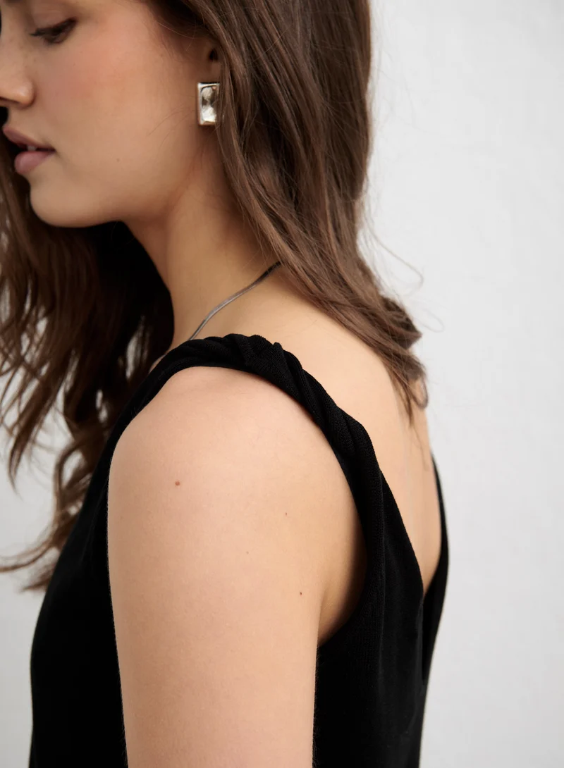 Black Silk Knit Singlet