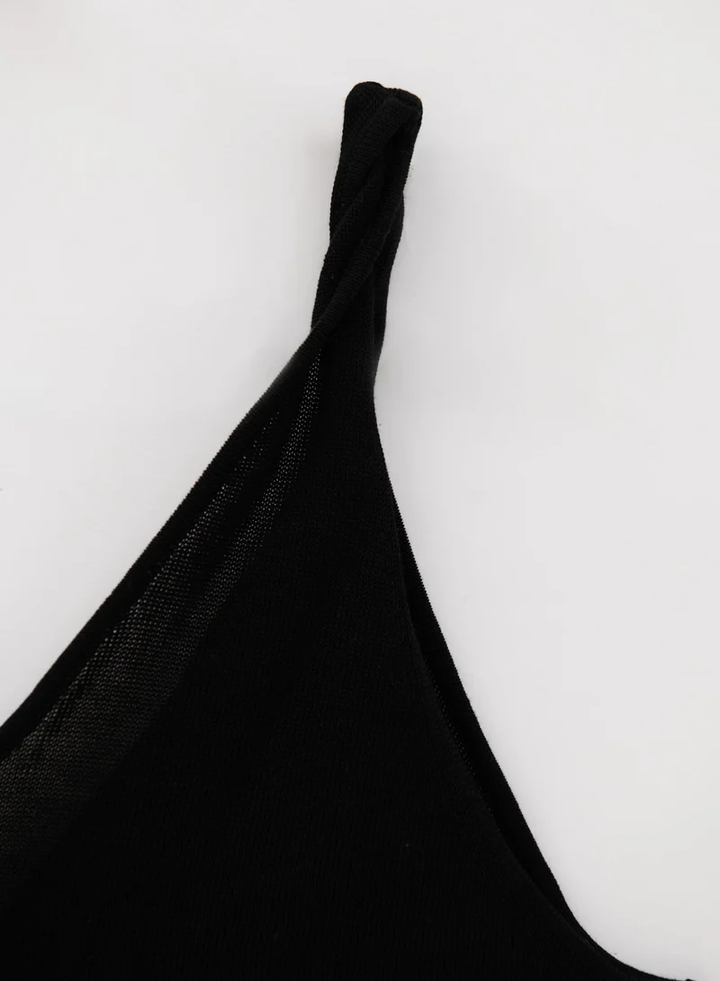 Black Silk Knit Singlet
