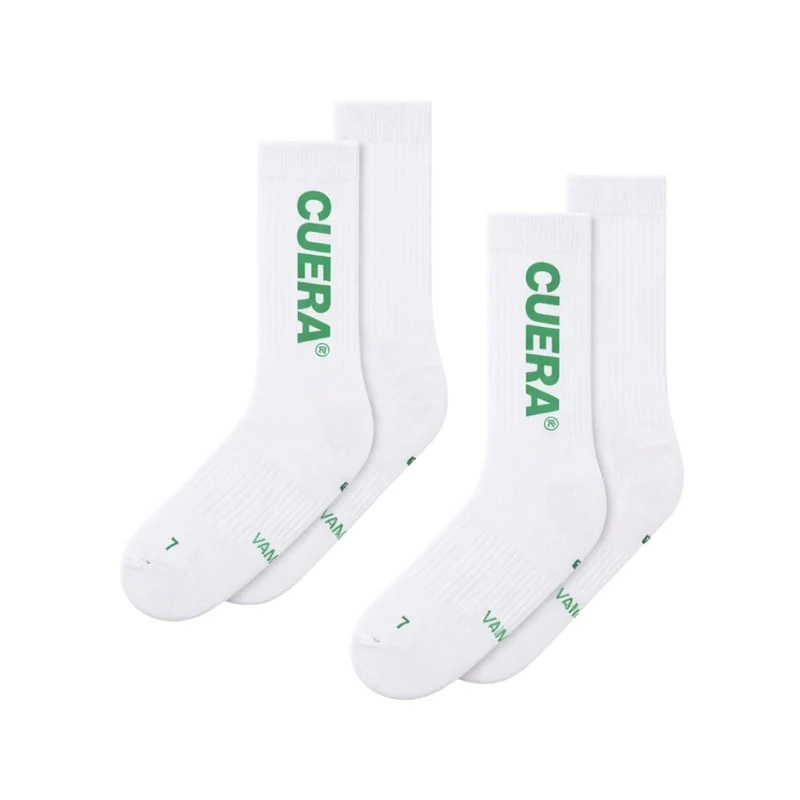 Cuera Padel Socks (2-Pack, White/Green)