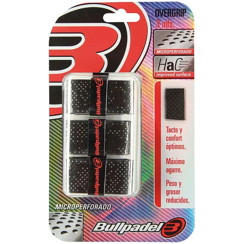 Bullpadel Overgrips Microperforado Black (3 stuks)