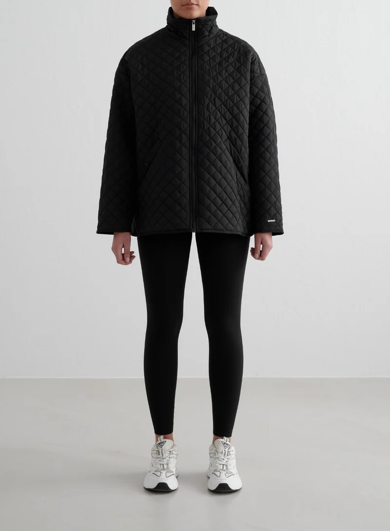 Black Oversized Quilted Jacket