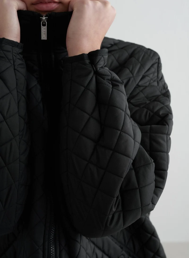 Black Oversized Quilted Jacket