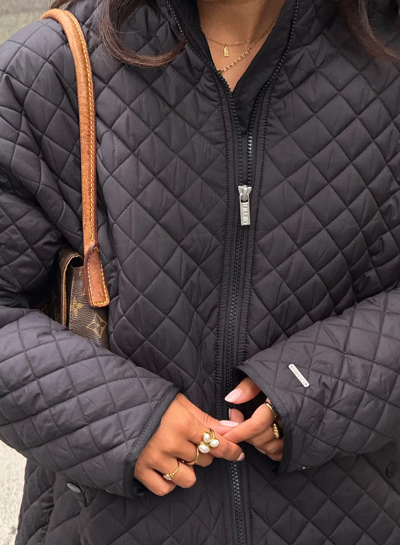 Black Oversized Quilted Jacket