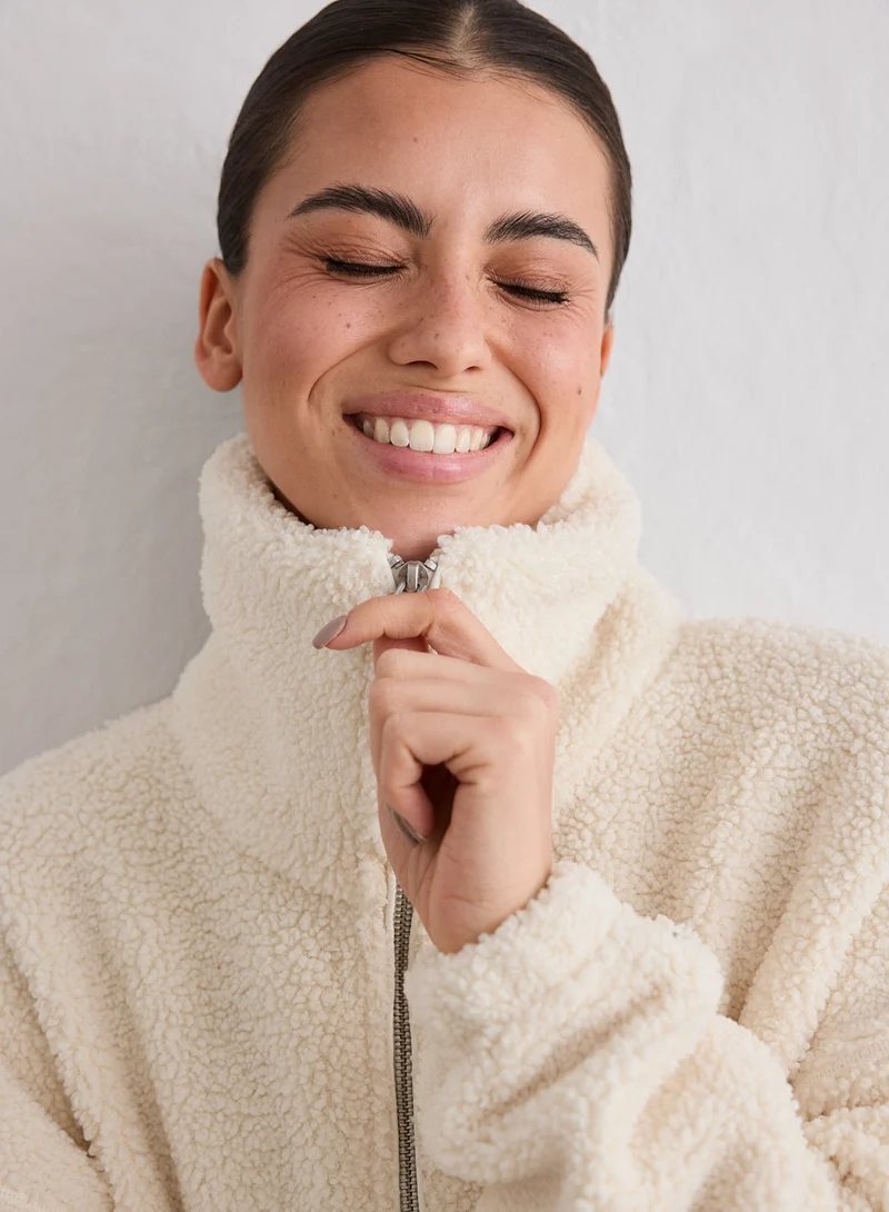 Almond White Pile Jacket