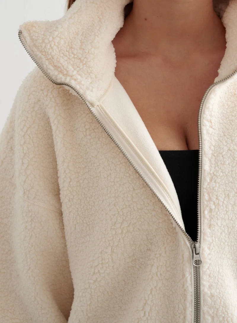 Almond White Pile Jacket