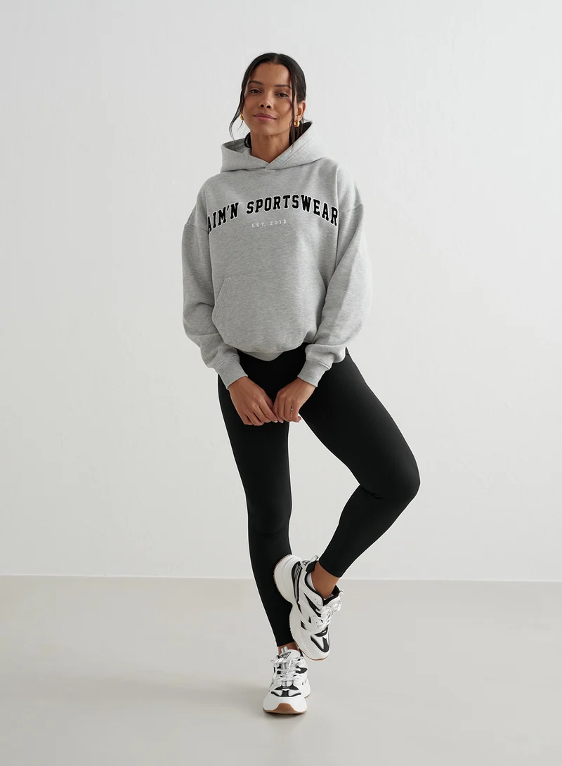 Grey Melange Varsity Sweat Hood