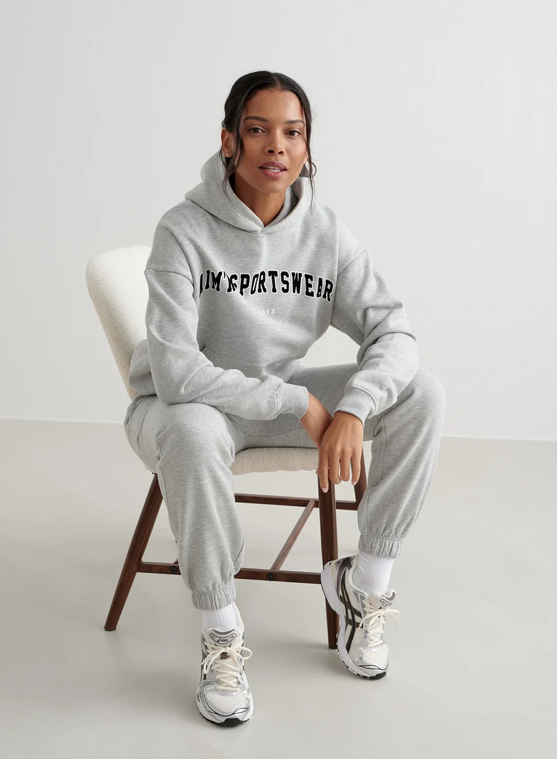 Grey Melange Varsity Sweat Hood