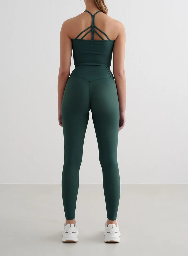 Deep Emerald Ribbed Performance Tights