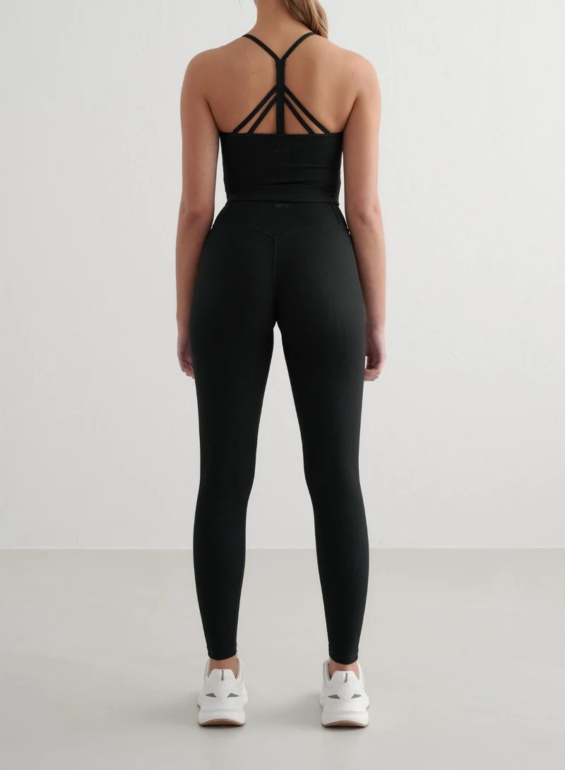 Black Ribbed Performance Tights