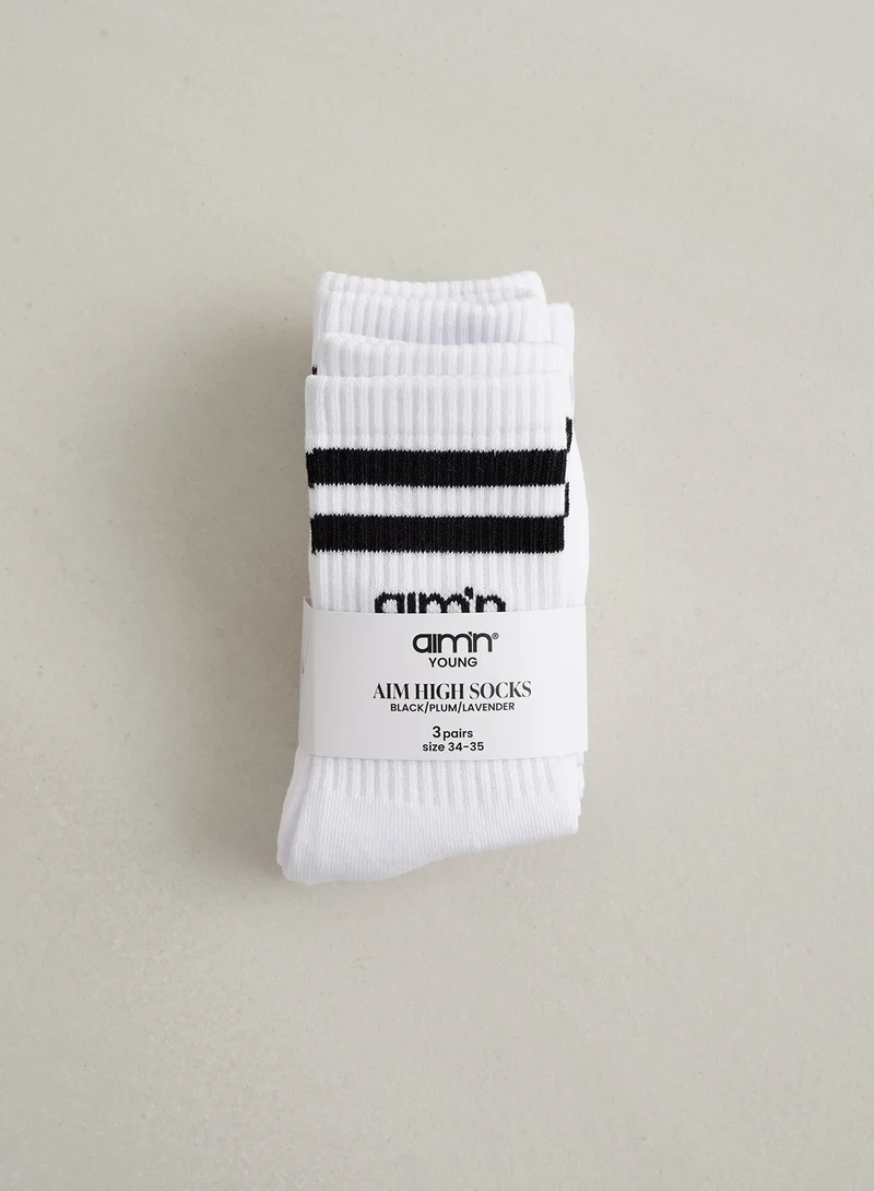 Pale Lavender Young Aim High Socks 3-pack