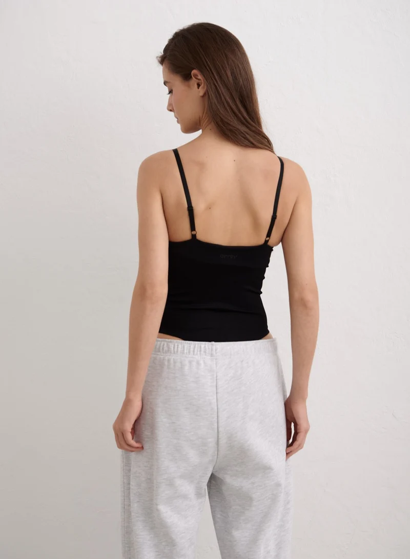 Black Shape Seamless Cami Bodysuit