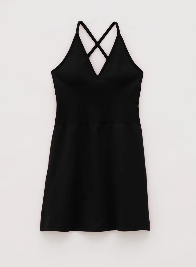 Black Shape Seamless Deep Cut Dress