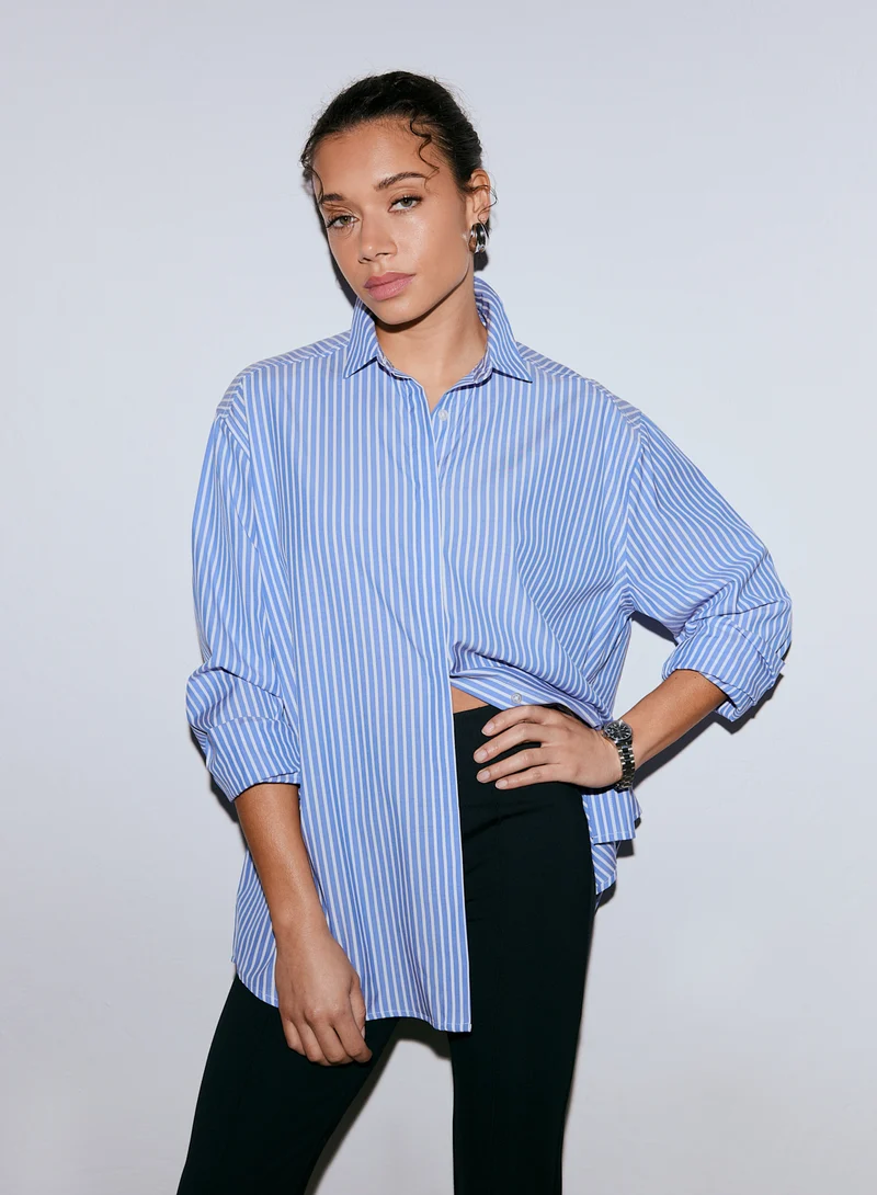 Blue Stripe Poplin Shirt