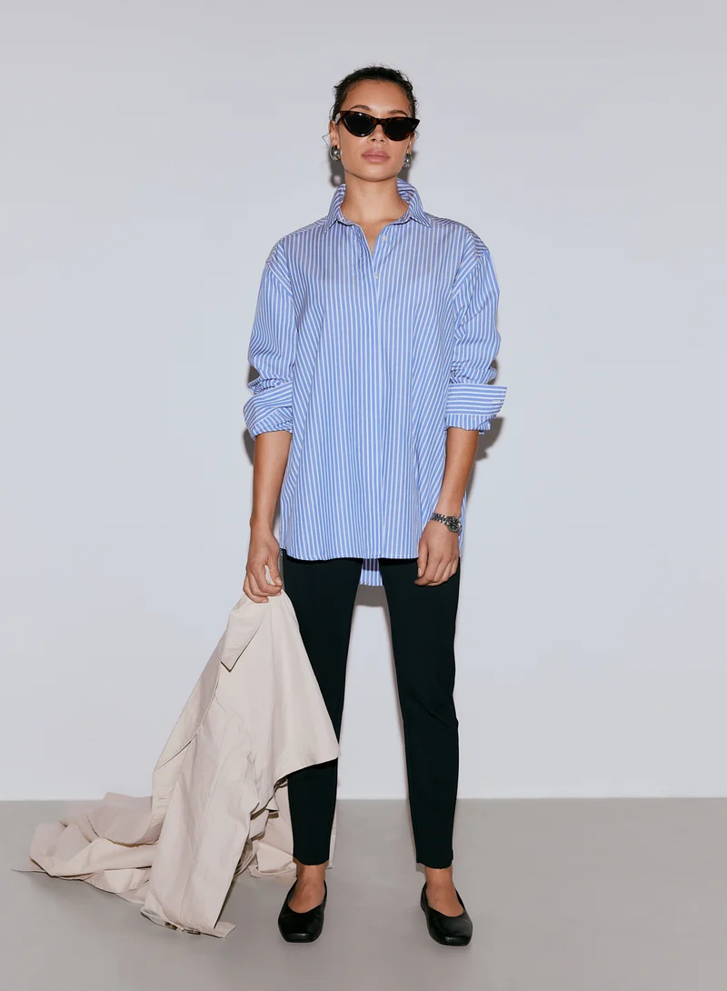 Blue Stripe Poplin Shirt