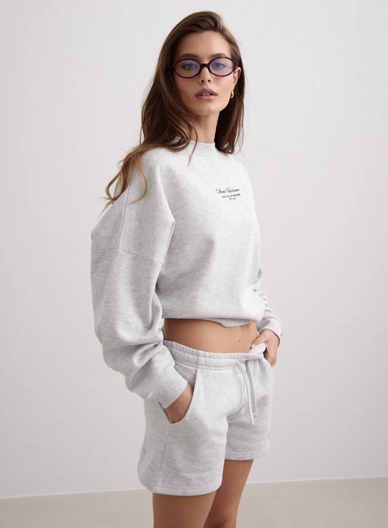 Light Grey Melange Script Sweatshirt