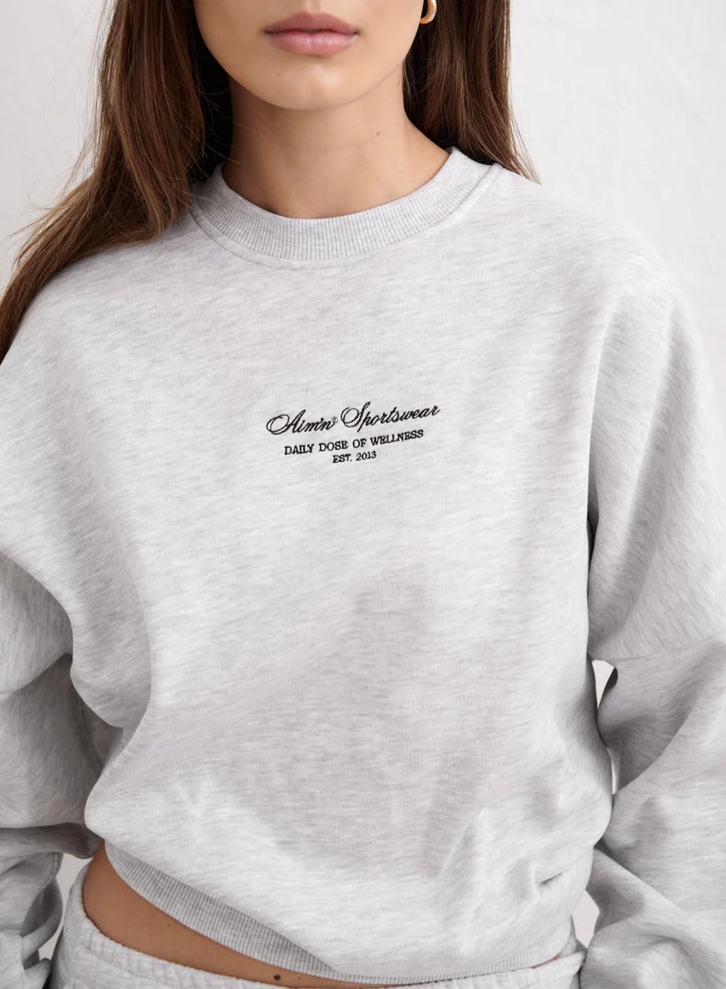 Light Grey Melange Script Sweatshirt