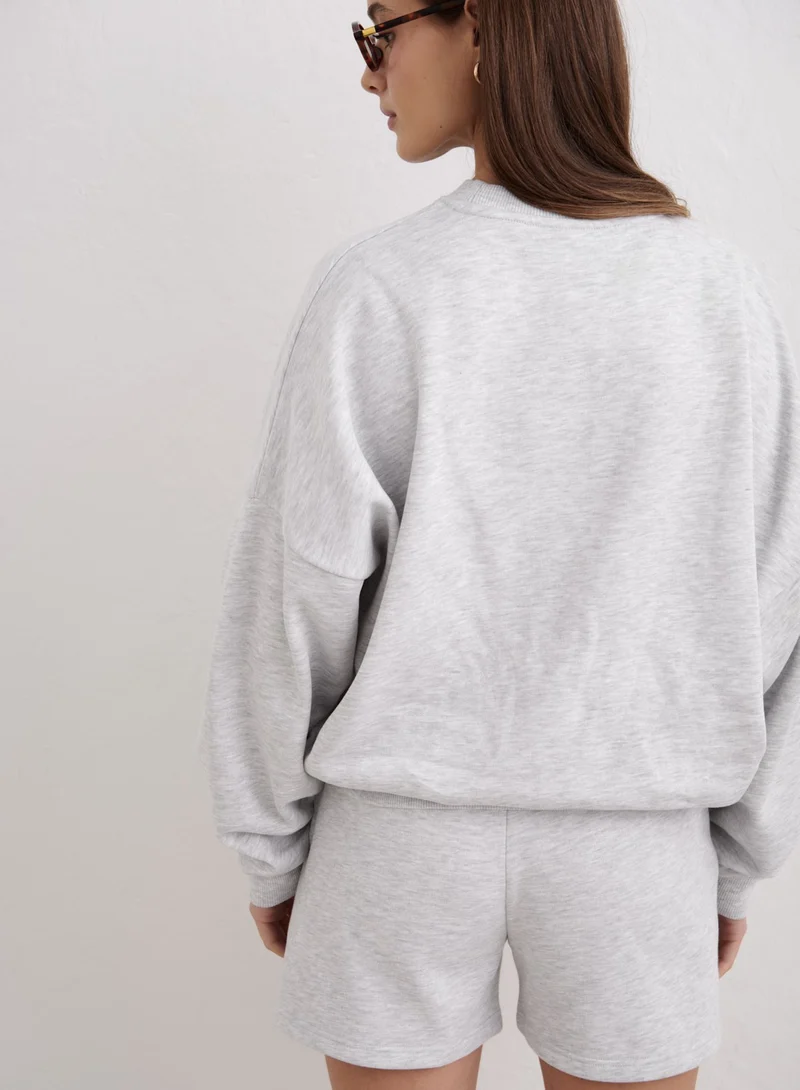 Light Grey Melange Script Sweatshirt