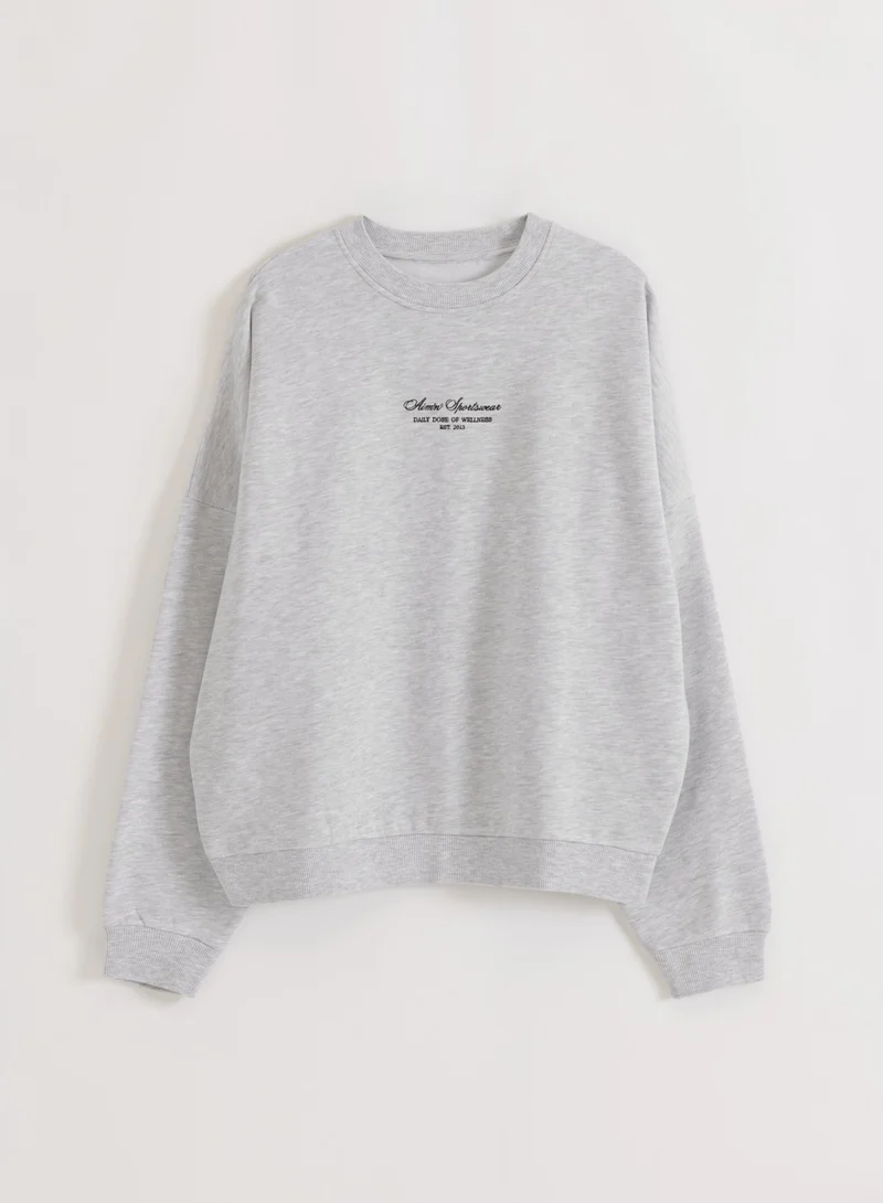 Light Grey Melange Script Sweatshirt