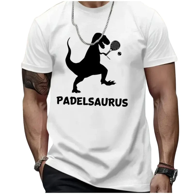 Padel Saurus Herren T-Shirt – Dinosaurier-Design, Rundhals, Kurzarm