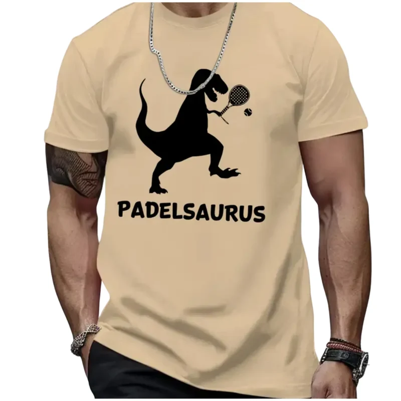 Padel Saurus Herren T-Shirt – Dinosaurier-Design, Rundhals, Kurzarm