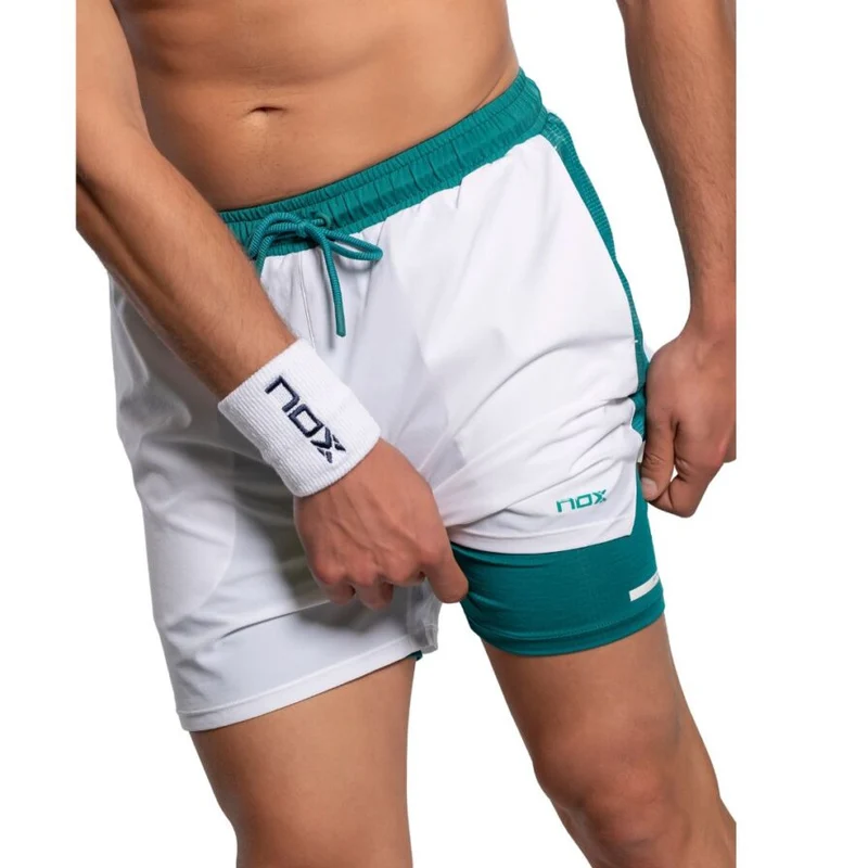 NOX Pro Padelshort Wit/Groen 2026 Heren