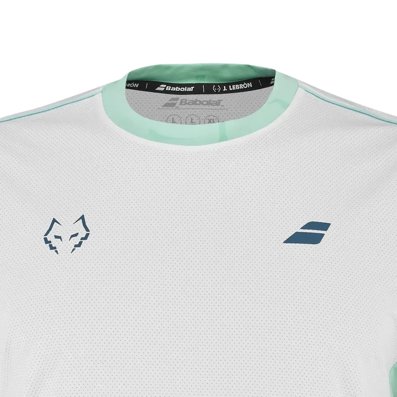 Camiseta Babolat Crew Neck White/White 2027 J. Lebron