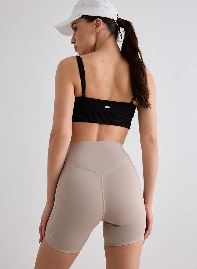 Dark Clay Running Midi Biker Shorts