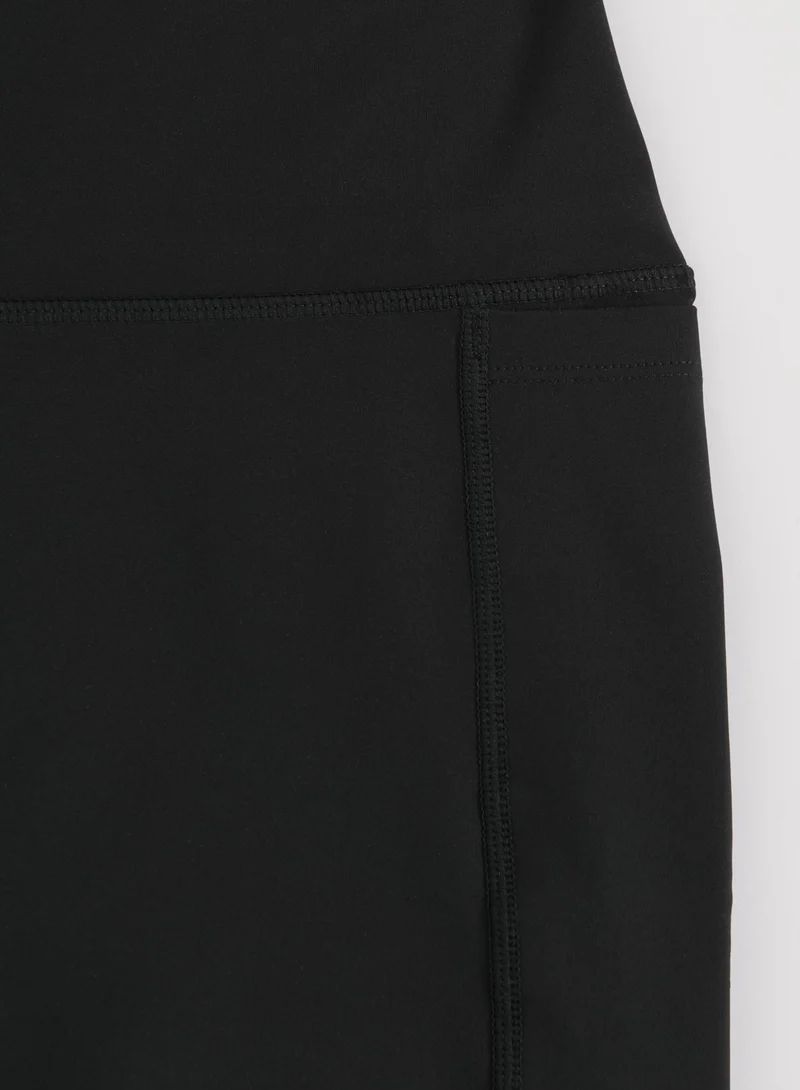 Black Running Midi Biker Shorts