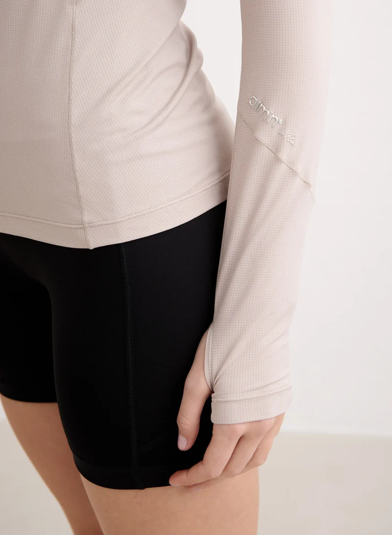 Dark Clay Running Zip Long Sleeve