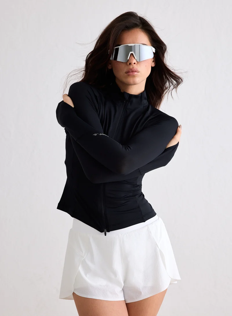 Black Running Zip Long Sleeve