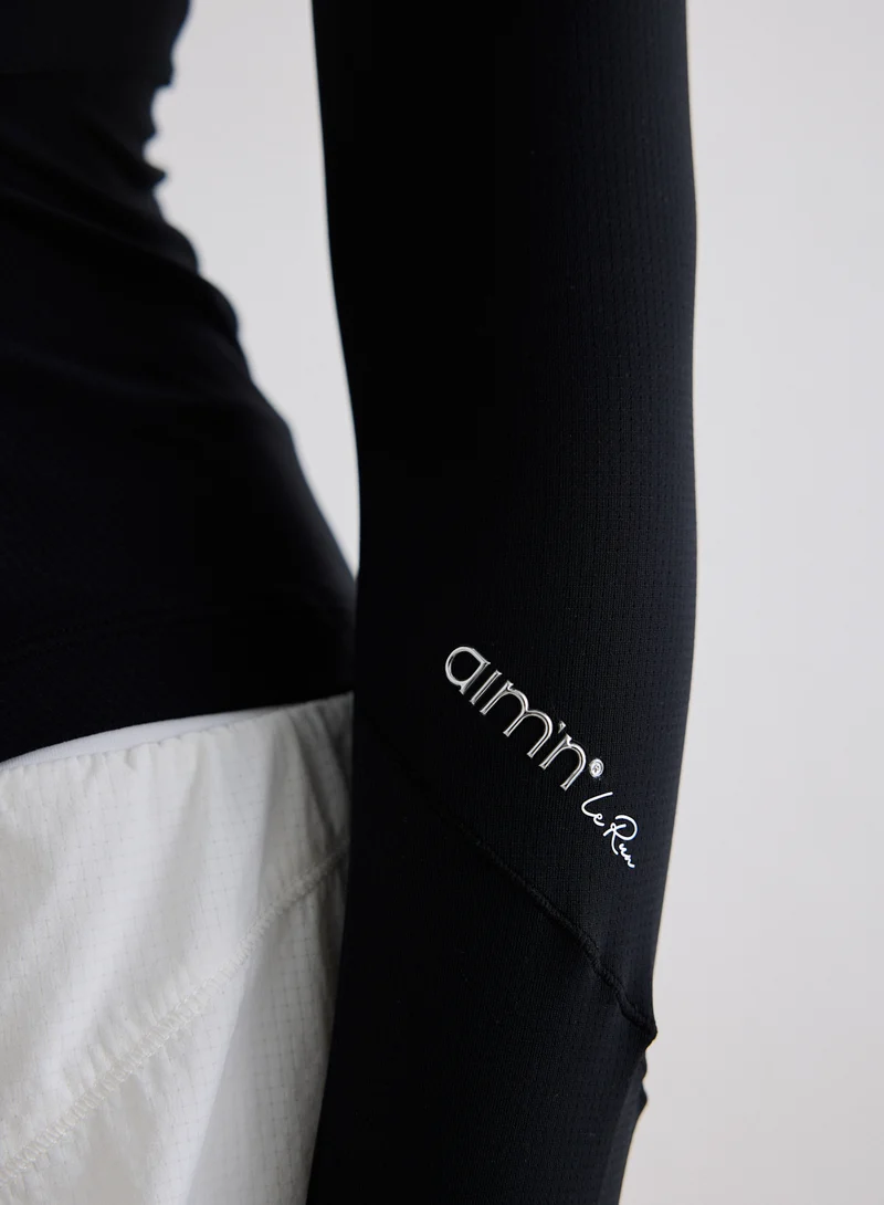 Black Running Zip Long Sleeve