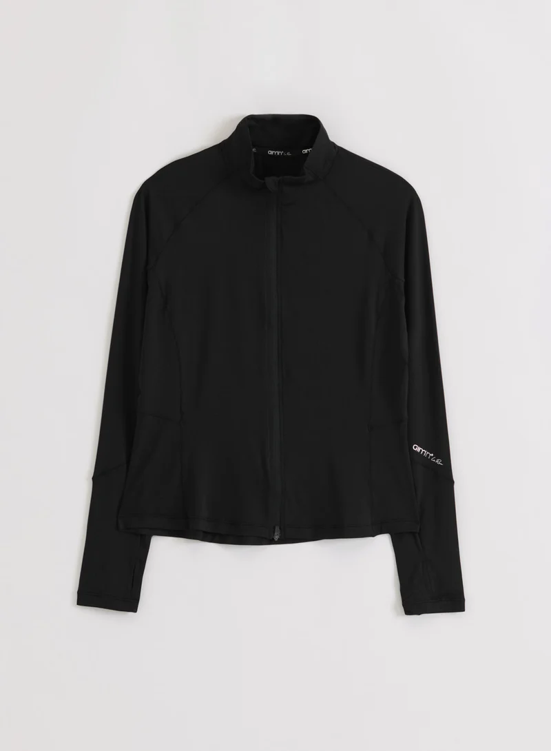 Black Running Zip Long Sleeve