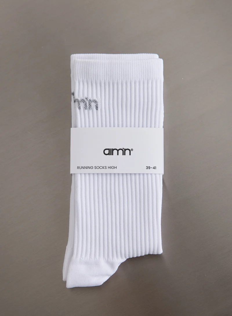 White Running Socks High