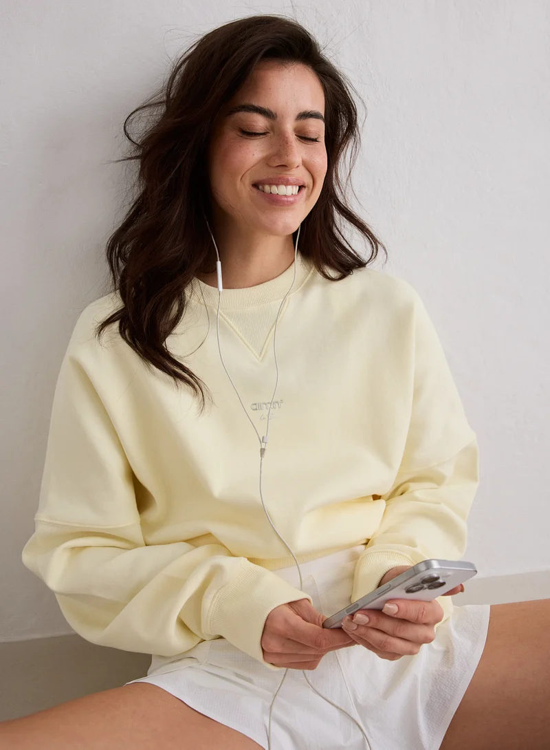 Lemon White Le Run Running Sweatshirt