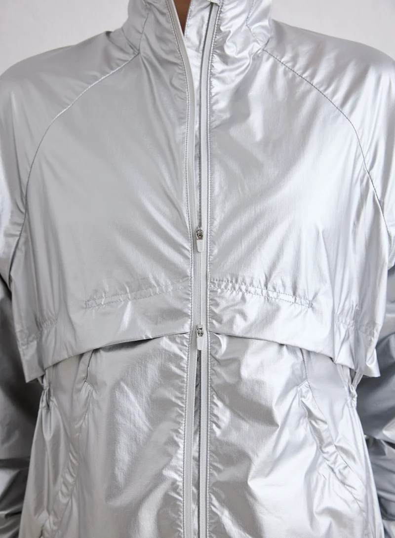 Silver Metallic Running Jacket