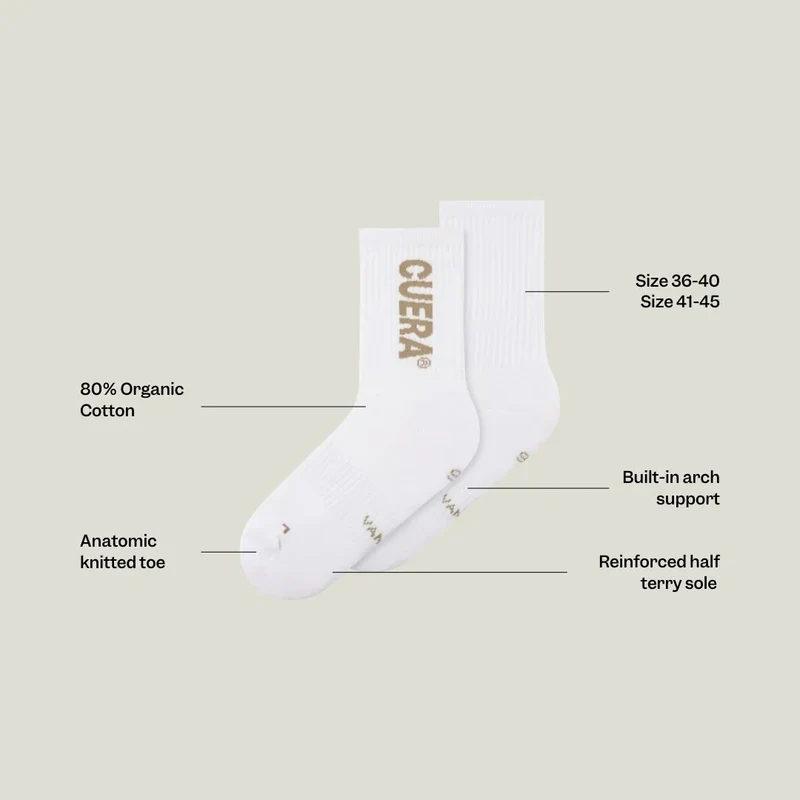 Cuera Padel Socks (2-pack, White/Walnut)