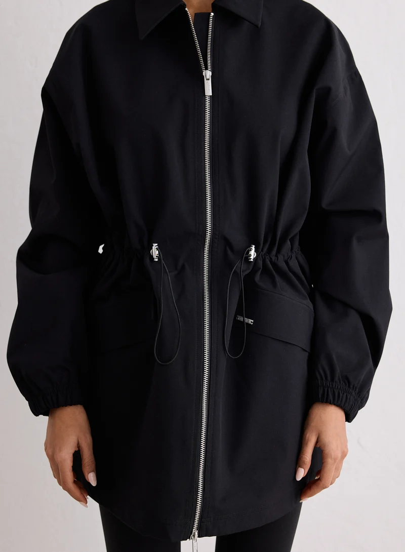 Black Waterproof Zip Jacket