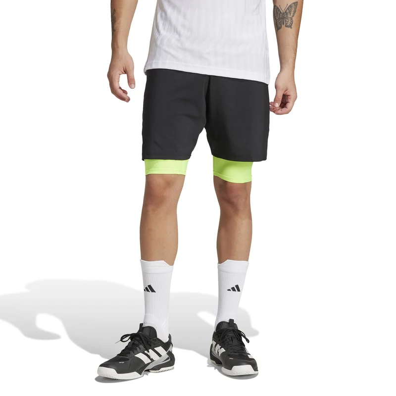 7in Club 2In1 Shorts Herren-Schwarz,Neongrün