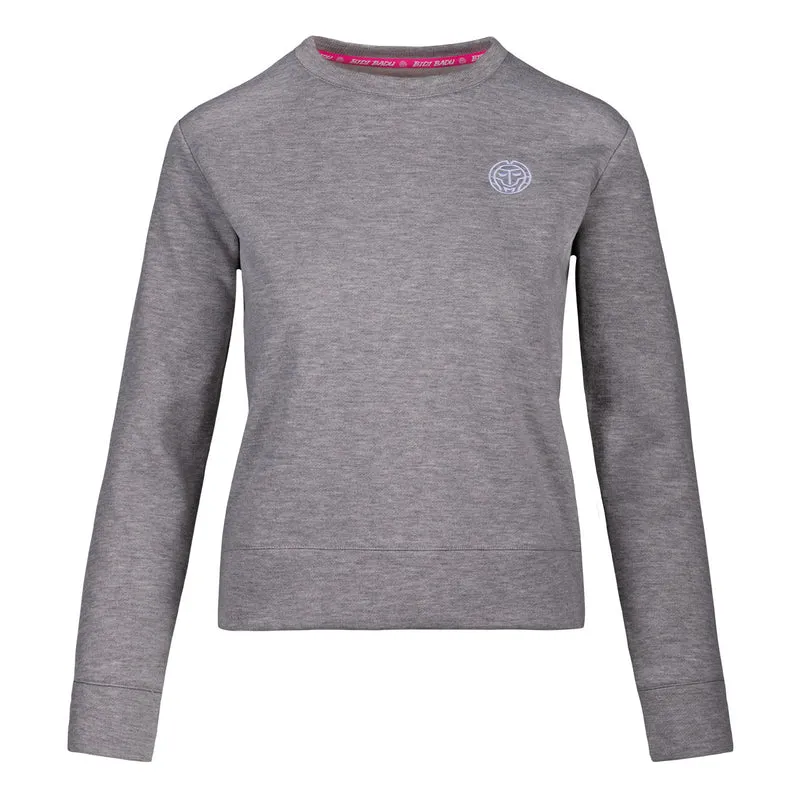 Mirella Basic Crew Sweatshirt Damen-Hellgrau,Weiß