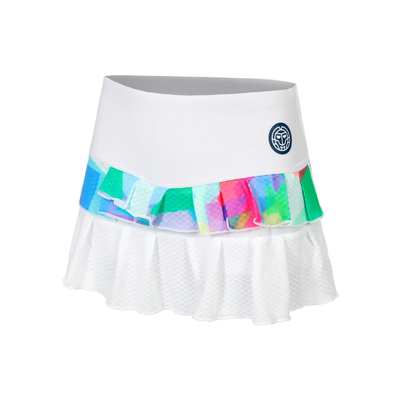 Kaleido Pleated Rock Damen-Weiß,Mehrfarbig