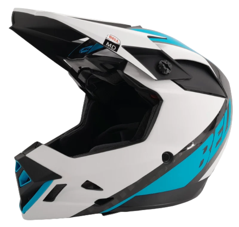 Bell BS FULL-10 SPHERICAL MIPS Full Face Fahrradhelm matte white blue shiny carbon Gr. M (55-57 cm) Unisex