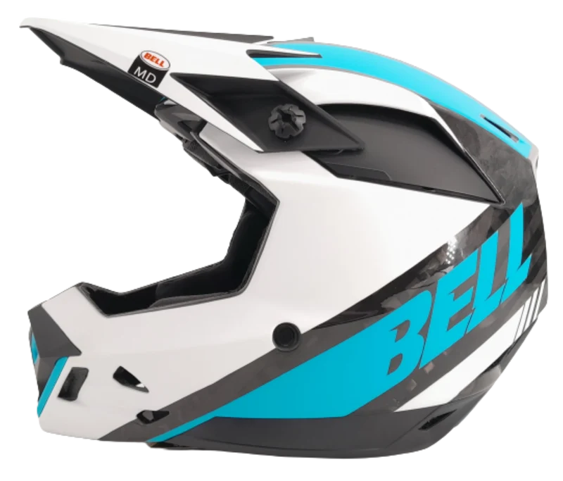 Bell BS FULL-10 SPHERICAL MIPS Full Face Fahrradhelm matte white blue shiny carbon Gr. M (55-57 cm) Unisex