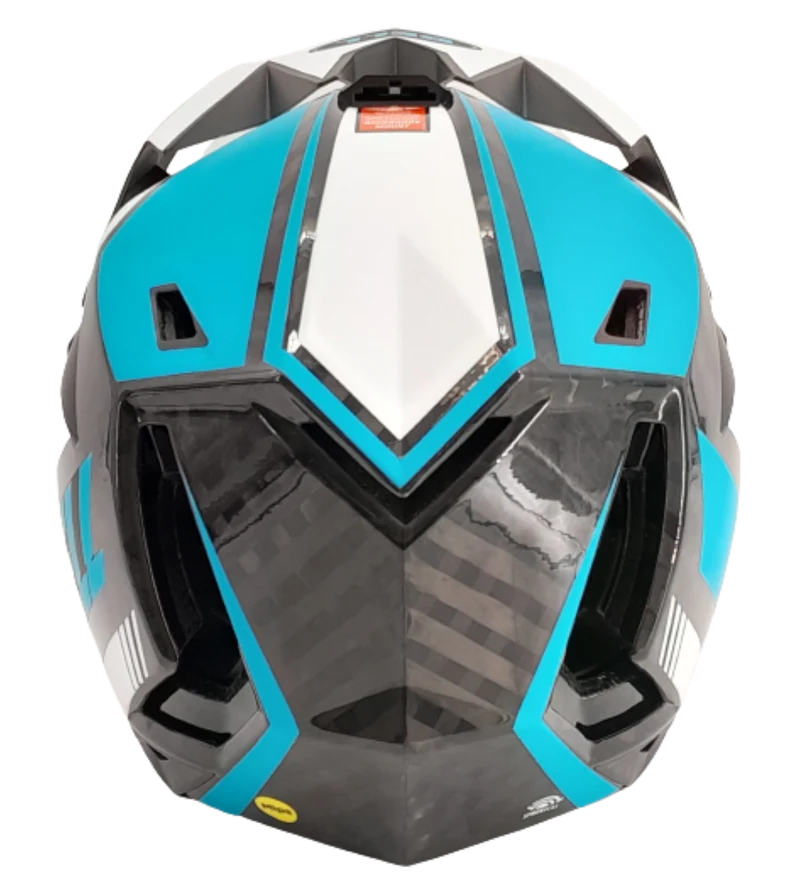 Bell BS FULL-10 SPHERICAL MIPS Full Face Fahrradhelm matte white blue shiny carbon Gr. M (55-57 cm) Unisex